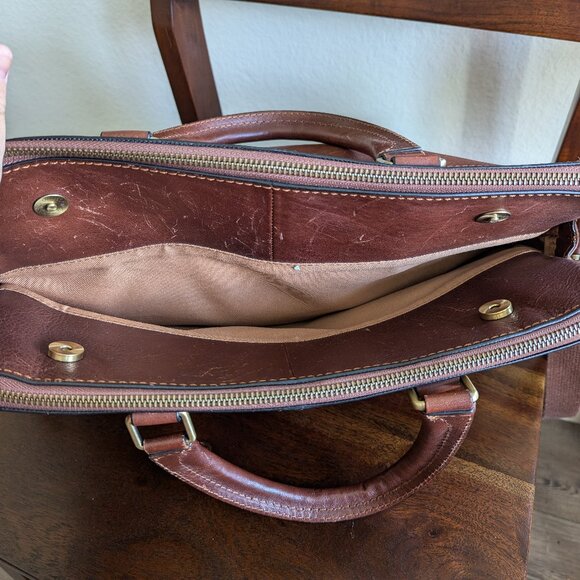 Banuce Full Grain Leather Briefcase Work Bag in Brown - Picture 15 of 16